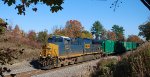 CSX 3413 leads Q301-08 west along the Trenton Line at MP 50